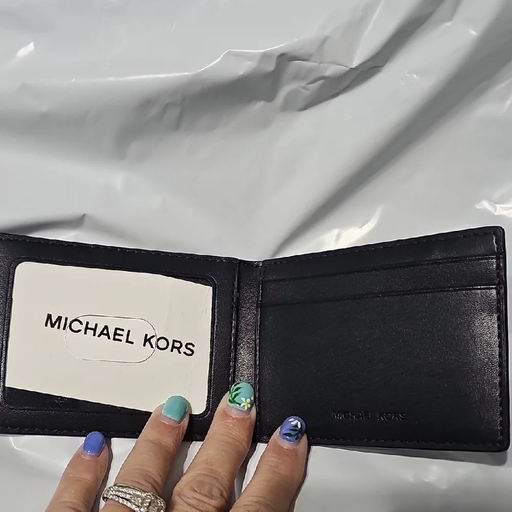 Michael Kors Black Textured Leather Card Holder Wallet